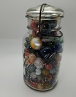 Jabo Swirl Marbles - 5 8    23- 1  Shooters In A Lg Vtg Ball Ideal Jar 7x4 
