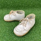 Vintage Stride Rite Baby Toddler White Leather Lace Up Shoes Sz 4 5e