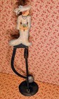 Vintage Cast Iron Sky Hook Kinetic Balance Toy victorian Woman Folk Art on Stand
