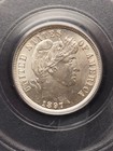 1897   p  Barber Silver Dime Pcgs Ms64    nice Coin    Free Shipping  G1710