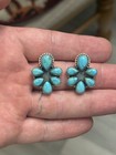 Sterling Silver Native American Sw Turquoise Multi Cluster Earrings 1 1 8     925