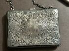 Antique Sterling Silver Art Nouveau Ornate Purse   Card Case With Daisy Design