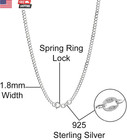 925 Sterling Silver 1 8 Mm Solid Curb Cuban Link Chain Necklace For Men   Women 