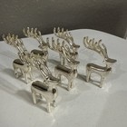 Vintage Mcm Silver Tone Metal Reindeer Deer Antlers Christmas Decor 3 In