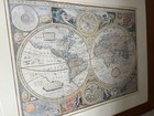 A New   Accurate Map Of The World 1651 Framed Reproduction 21 27vintage