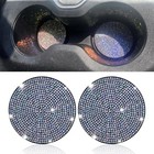 2pcs Bling Car Cup Holder Coaster  Silicone Auto Mug Mats  2 75 Inch Colorful