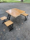 Vintage Handy Suitcase Folding Picnic Table   Chair Set Beach Tailgate Party
