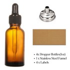 Dark Amber Dropper Bottles With Funnel   Labels Brown Glass Tincture Eye Dropper