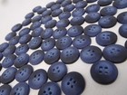 Vintage Two-tone Blue 4-hole Flat Buttons 15mm Lot Of 10 B116-7