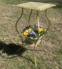 Vintage 19th Century  Brass Pedestal Fern Plant Marble Top Stand Victorian Art