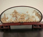 Vintage Chinese Hand Carved Cork Wood Asian Scene Artwork Handcrafted Vtg