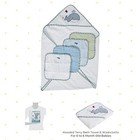  Bath Hooded Towels   Washcloths Set For Babies  Hooded Terry Bath Towel   Blue