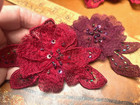 Embroidered Applique Layered Flower Leaves 4x5 5  Hand Sewn Beads 1pc