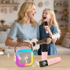 Karaoke Machine For   Portable Bluetooth Speaker With 2 Wireless Microphones    