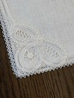 Lot Of 4 Vintage Antique Brussels Real Lace Cream Linen Handkerchief