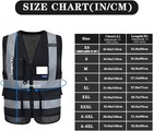 Hi Vis Safety Vest Reflective 7 Pockets Zipper Work Construction Security Mesh