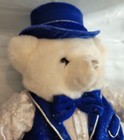 2002 Dan Dee Keepsake White Bear Blue Top Hat Plush Stuffed Animal Christmas 16 