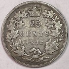 1872-h Canada 25 Cents Victoria Very Good Vg Coin  Details  19896