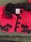 Older Pre-owned 5 Pc  Red Velvet Black Scottie Scotty Coat Cap Mitts Purse Scarf