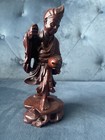 Chinese Hand Carved Wood Statue Asian Man 8 25 