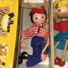 2 Vintage Pelham Puppets Marlborough Wilts Wooden Head Girl   Father W boxes