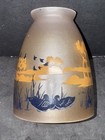 Vintage Scenic Painted  Glass Lamp Shade 2 1 4    Fitter Pendant Bell Shape Nos