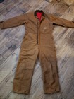 Vintage 1970s 80s Carhartt Duck Canvas Insulated Coveralls Size 42s Red Quilted