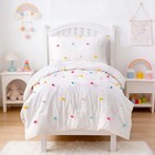 4 Piece White Boho Toddler Bedding Sets For Girls Colorful Pom Pom Comforter    