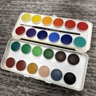 Grumbacher Deluxe Transparent Watercolor Set  24 Colors   Brush 
