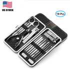 18 Pcs Pedicure Manicure Set Nail Clippers Cleaner Cuticle Grooming Tool Case Us