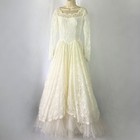 Vintage 1960 s Ivory Lace Wedding Ball Gown Xs 23    Waist Full Skirt Tulle