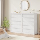 Dresser With 5 Drawers  Large Wooden Storage Cabinet For Living Room Bedroom
