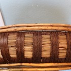 Vtg Xl 22  Large Wicker Flower Gathering Woven Basket Bamboo Wood Handles Tray