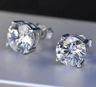 0 75ct Lab Grown Diamond Stud Earing For Women 925 Silver 14k White Gold Plated