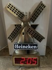  vtg  1978 Heineken Beer Light Up Windmill Clock Sign Game Room Man Cave Nos