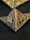 2 Vtg Gold Tone Gem Western Textured Collar Tips