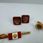 Vintage Shell Oil Employee Cuff Links Tie Bar Bracelet Lot Service Award 