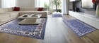 Traditional Blue Ivory Oriental 3 Pcs Vine Persien Leaf Area Rug Runner Mat Set