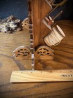 Antique Victorian Folk Art Fretwork Standing Carved Wood Thread Bobbin Holder