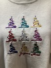 Vintage 1990s Grandmacore White Christmas Themed Sweatshirt Tree Design Oversize