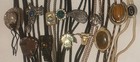 Vintage Lot Of 13 Metal Bolo Ties  Nice Designs  Cowboy Hat  Saddle  Turquoise