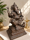 19 6  Large Brass Ganesha Statue Handmade Hindu God Ganesh Idol Home Temple Deco
