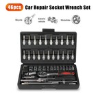 46pcs Ratchet Wrench Socket Set Spanner Tool Kit Metric   Sae 1 4  Drive W  Case