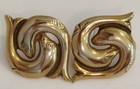 Vintage Mma Gold Tone Entwined Dolphins Post Earrings