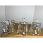 Vintage Clear Glass Scalloped Tulip Peg Votive Candle Holder Set Of 3