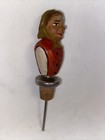 Anri Drink Pourer Bottle Stopper Carved Wooden Bar Cork Italian Women Vintage