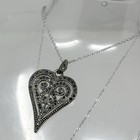 Vintage Silver Tone Pav   Marcasite Spade Pendant Sterling Silver 925 Necklace
