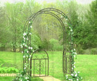 Iron Garden Arch With Gates Vintage Style Scroll Metal Arbor Vine Plant Climber 