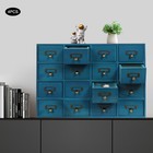 Vintage 4 Pcs 64-drawer Storage Box Drawer Cabinets Storage Cabinet Blue Home Us