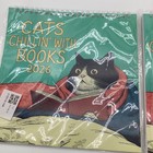  2  Cats Chillin  With Books Wall Calendar 2026 Cat Cat-themed Green